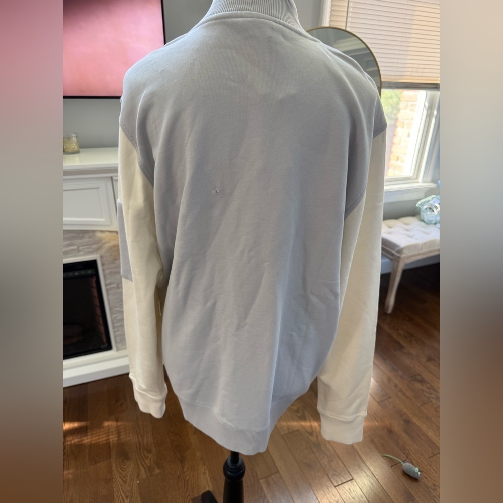 BNWT Outdoor Voices Light Blue and Cream Bomber Jacket small hole in back - Picture 7 of 8